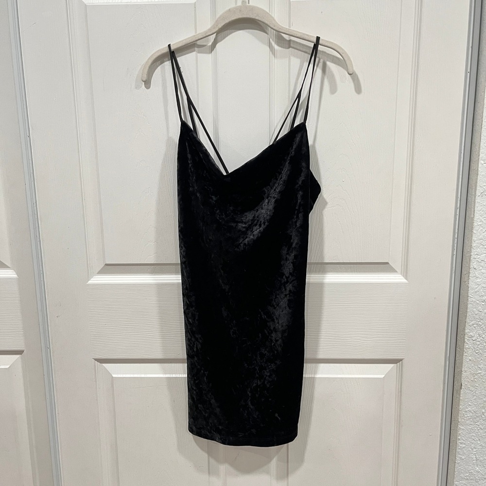 Bardot Black Velvet‎ Mini Dress Spaghetti Strap Sleeveless Party Cocktail XS/4